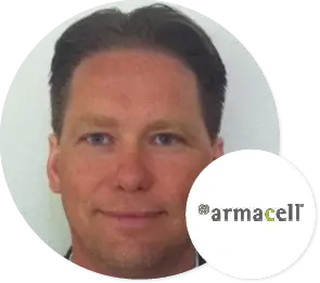 Company logo and headshot of Stefan Reuterlöv, Marketing Manager, Armacell Benelux S.A.